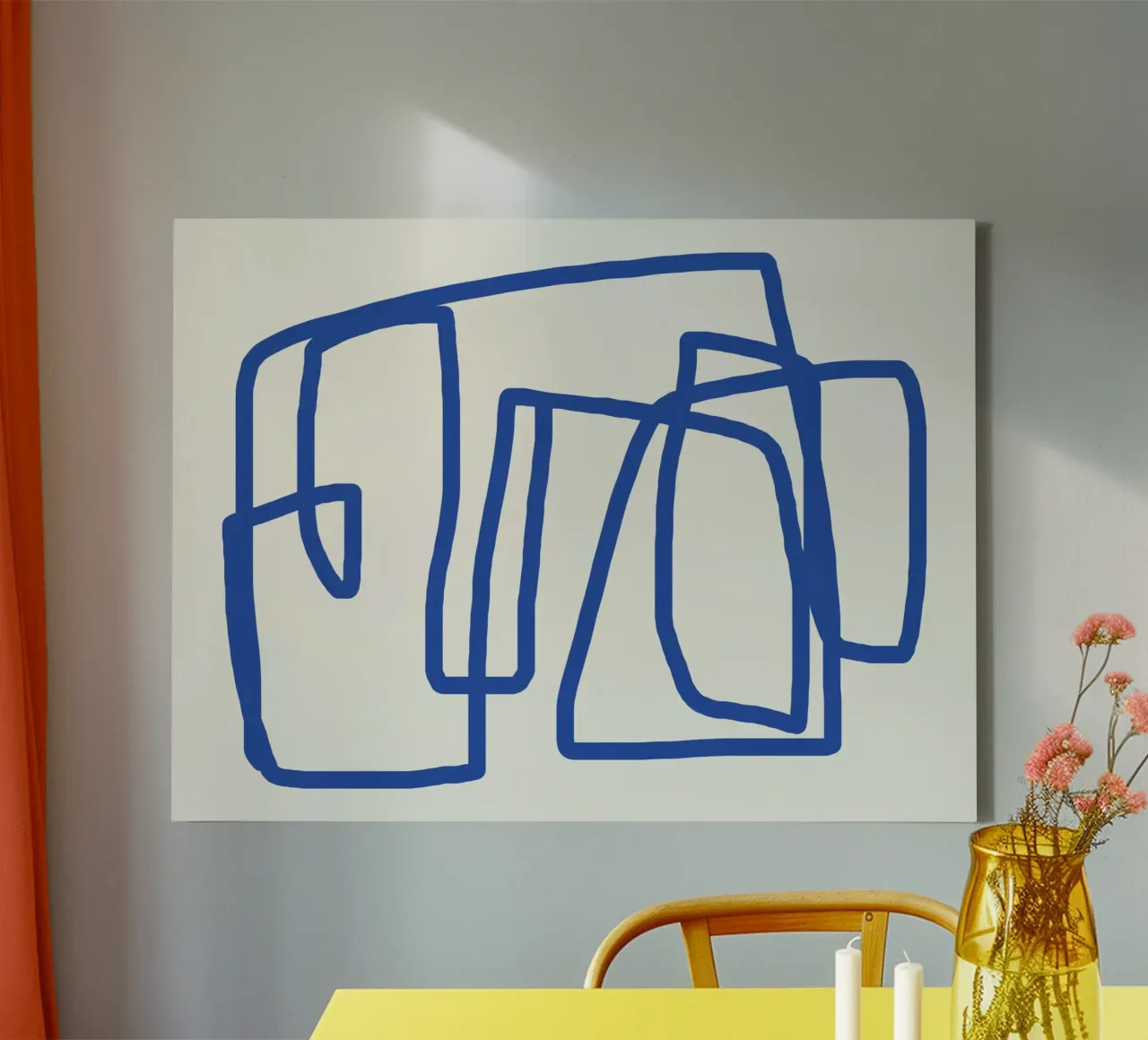 Line art in cobalt blue 03 canvas by Little Dean