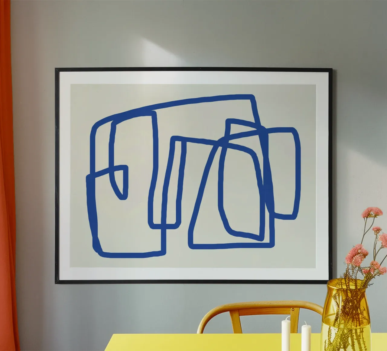 Dessin au trait en bleu cobalt 03 poster de Little Dean