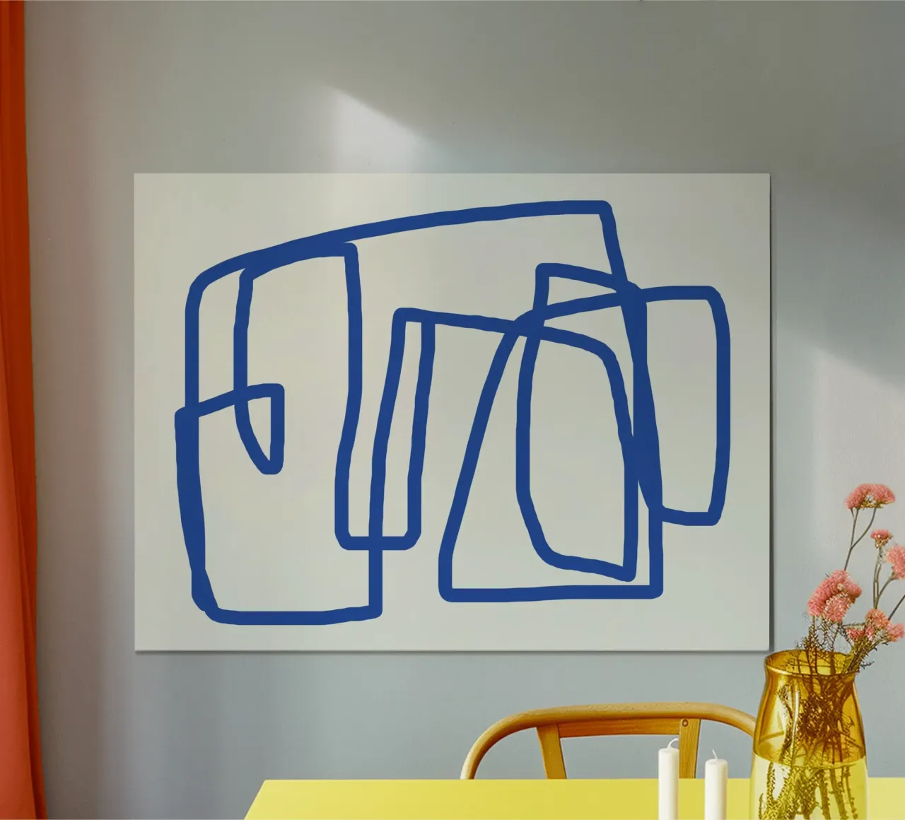 Dessin au trait en bleu cobalt 03 poster de Little Dean