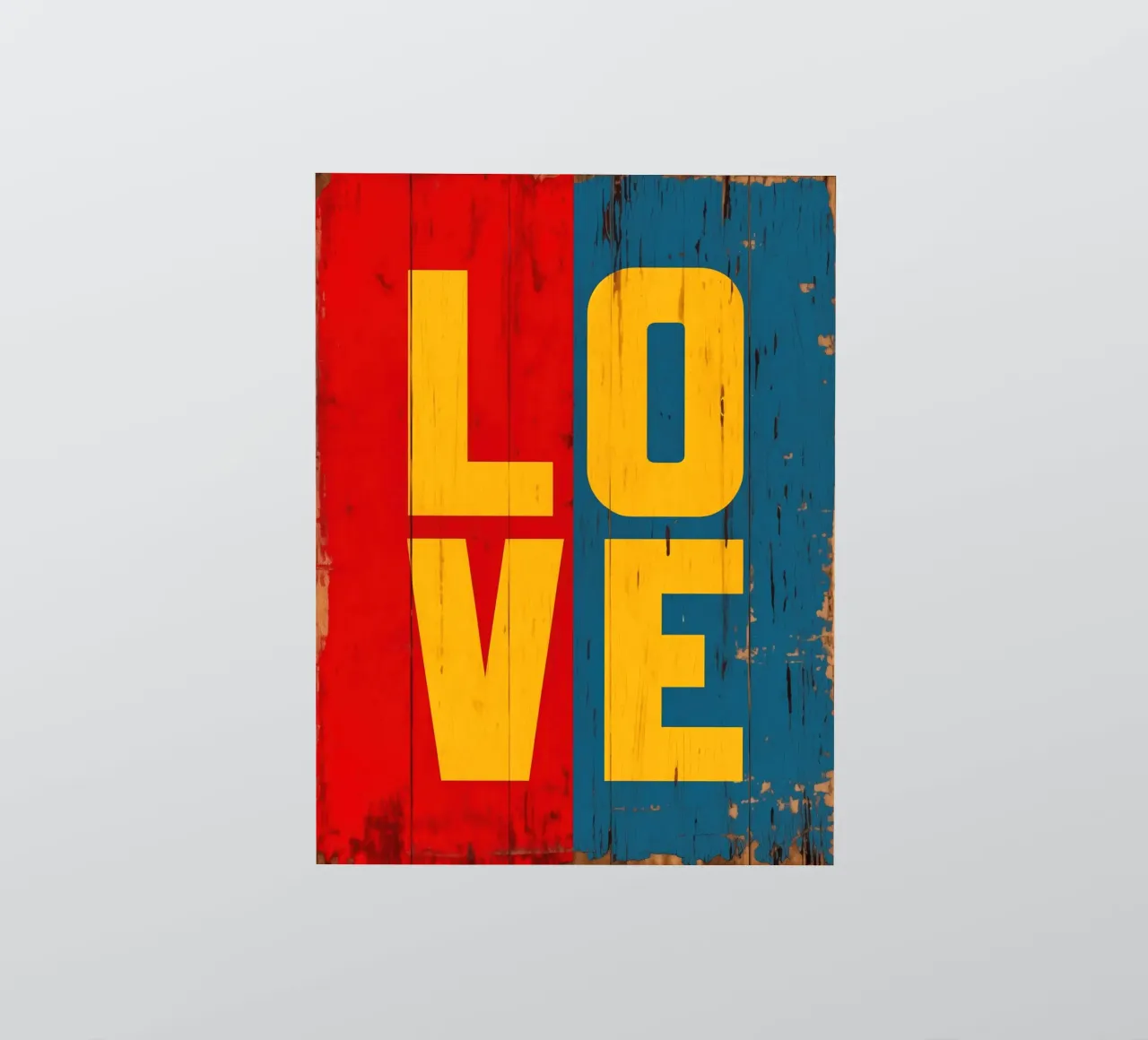 LOVE | Shabby Chic Retro kleuren op oud hout sticker van Autofocus