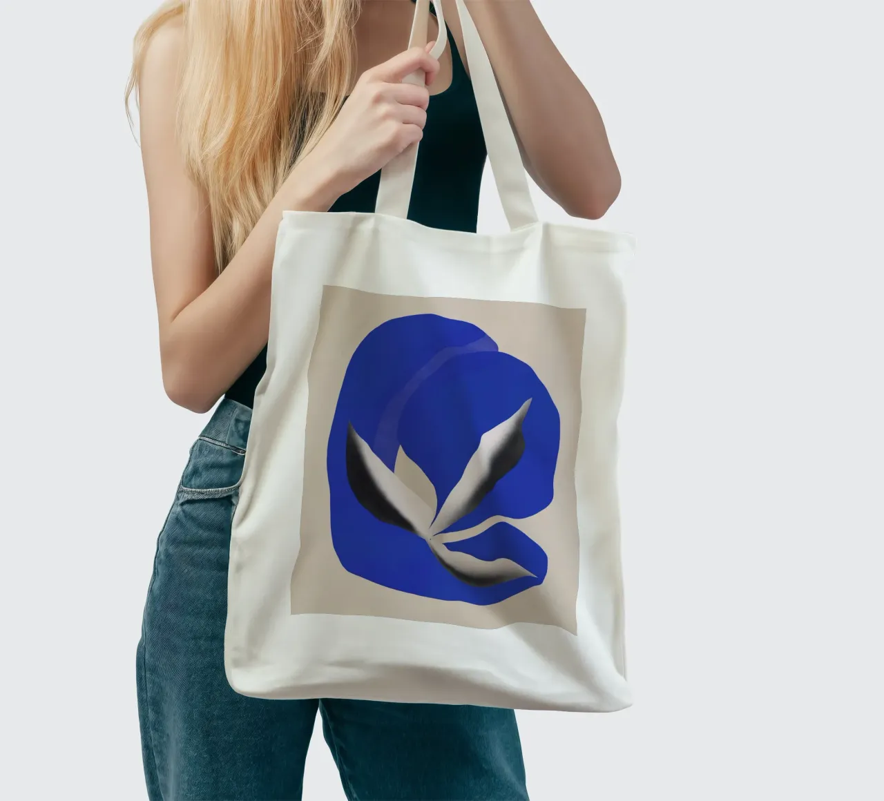 Liquid cobalt blue abstraction 02 tote bag by Little Dean