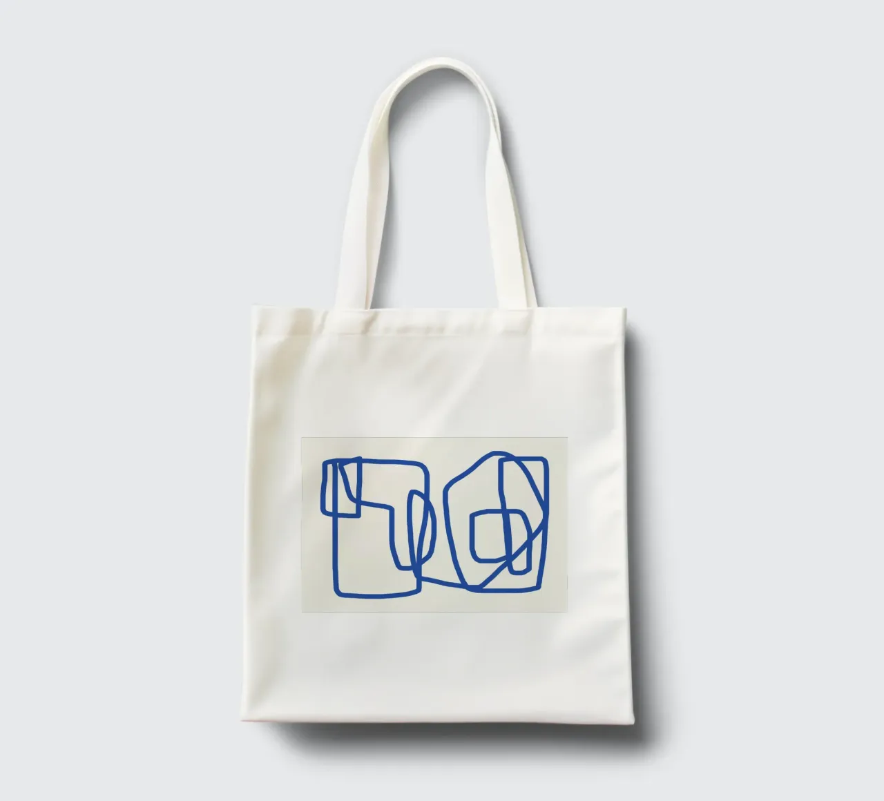 Line art in blu cobalto 02 borsa in juta da Little Dean
