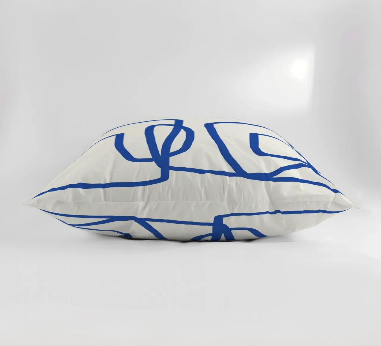 Line art in cobalt blue 02 decorative cushion by Little Dean