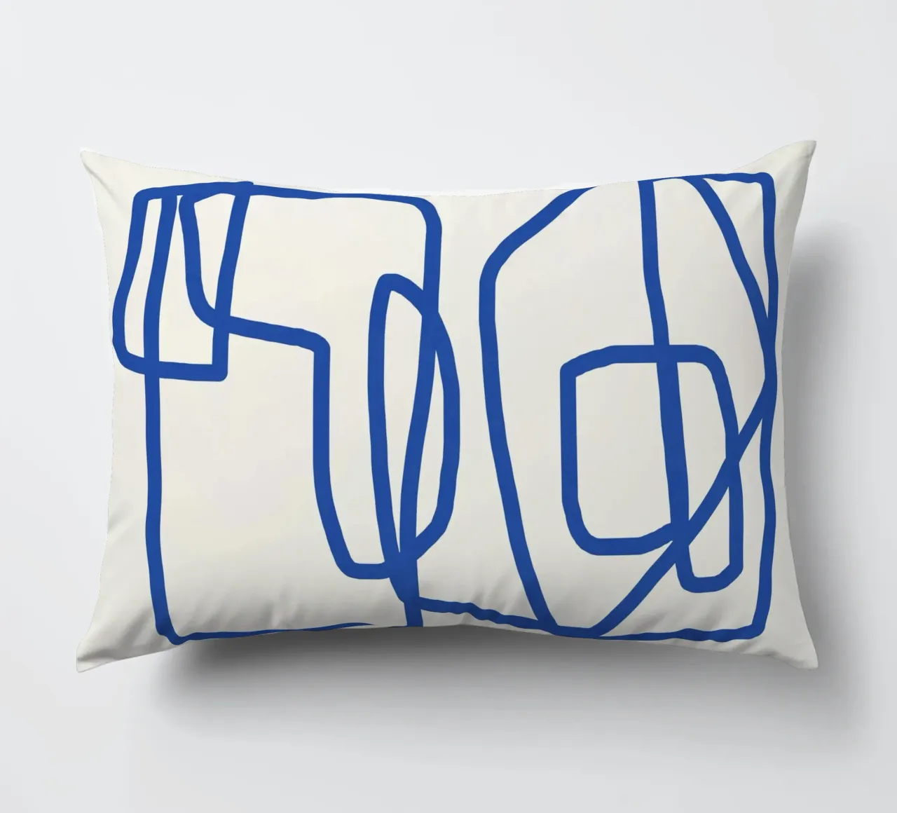 Line art in cobalt blue 02 decorative cushion by Little Dean