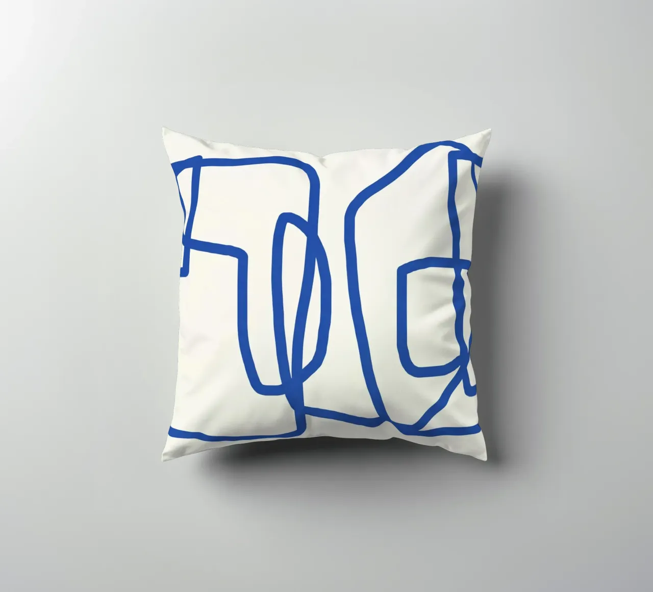 Line art in blu cobalto 02 cuscino da Little Dean