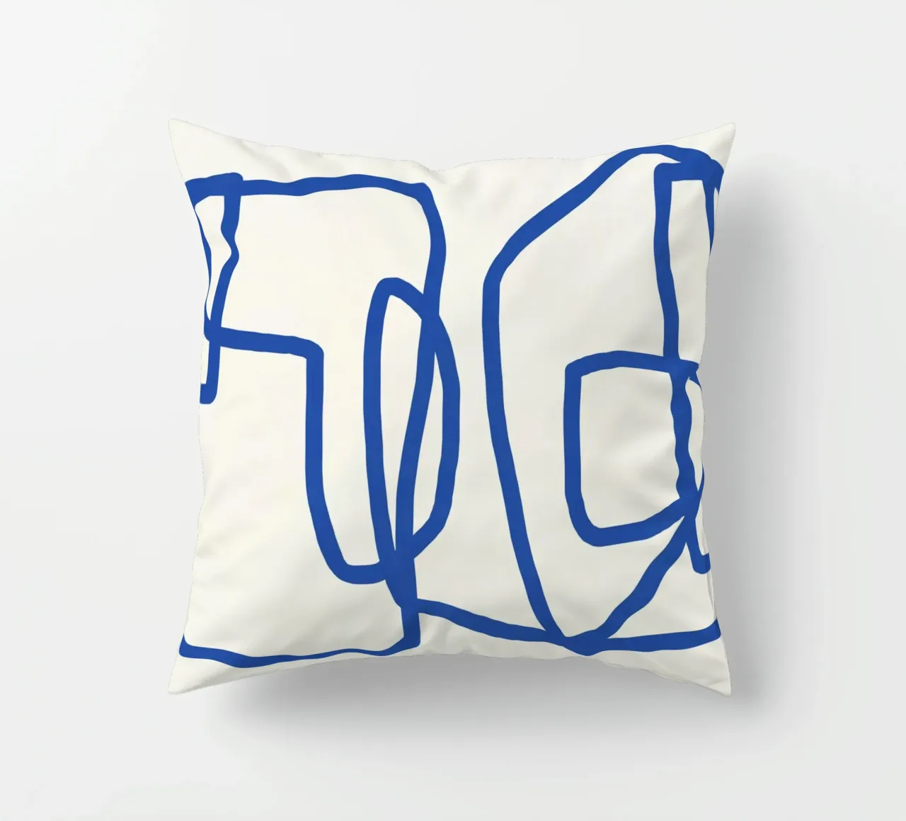 Line art in blu cobalto 02 cuscino da Little Dean