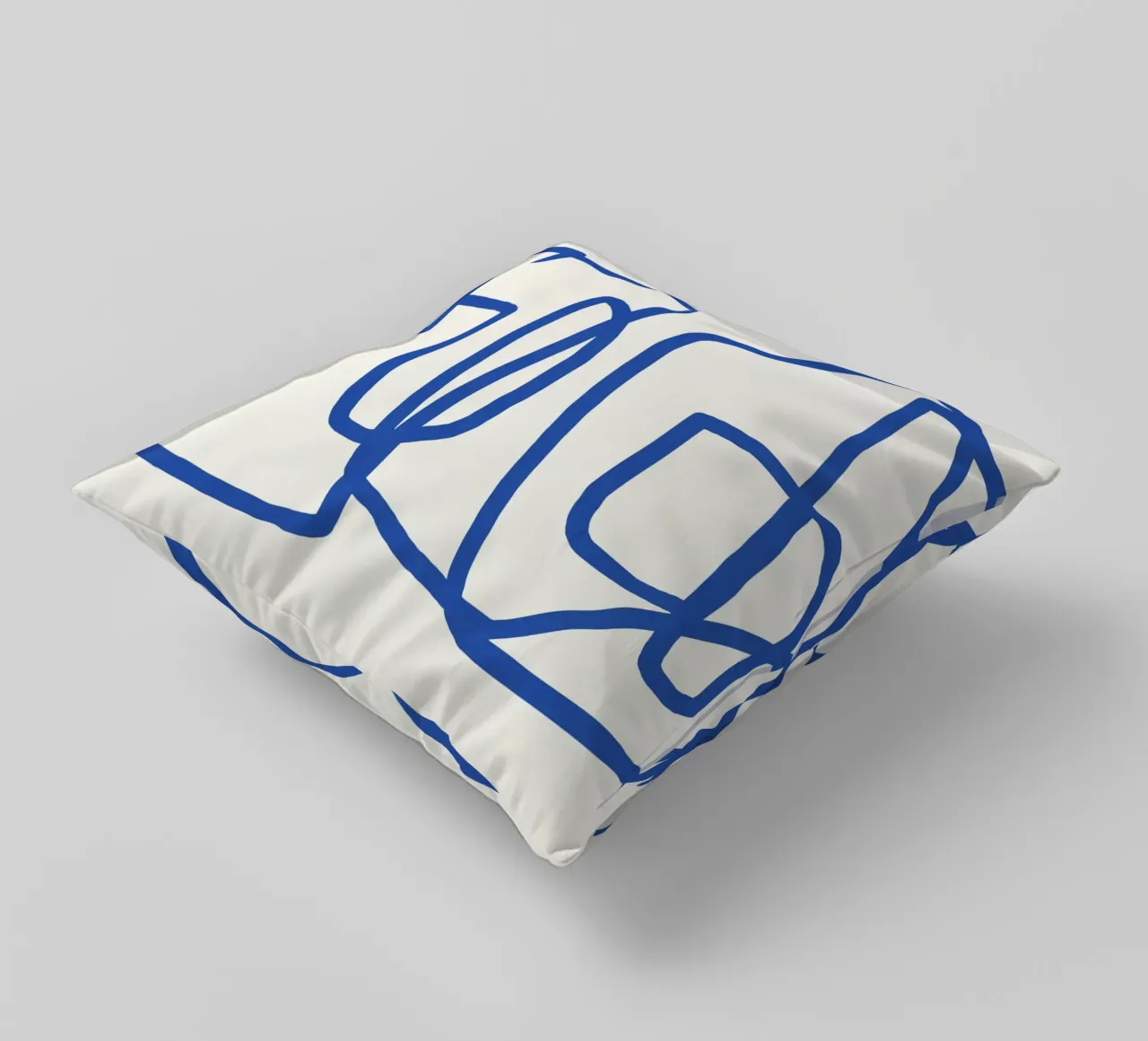 Line art in cobalt blue 02 decorative cushion by Little Dean