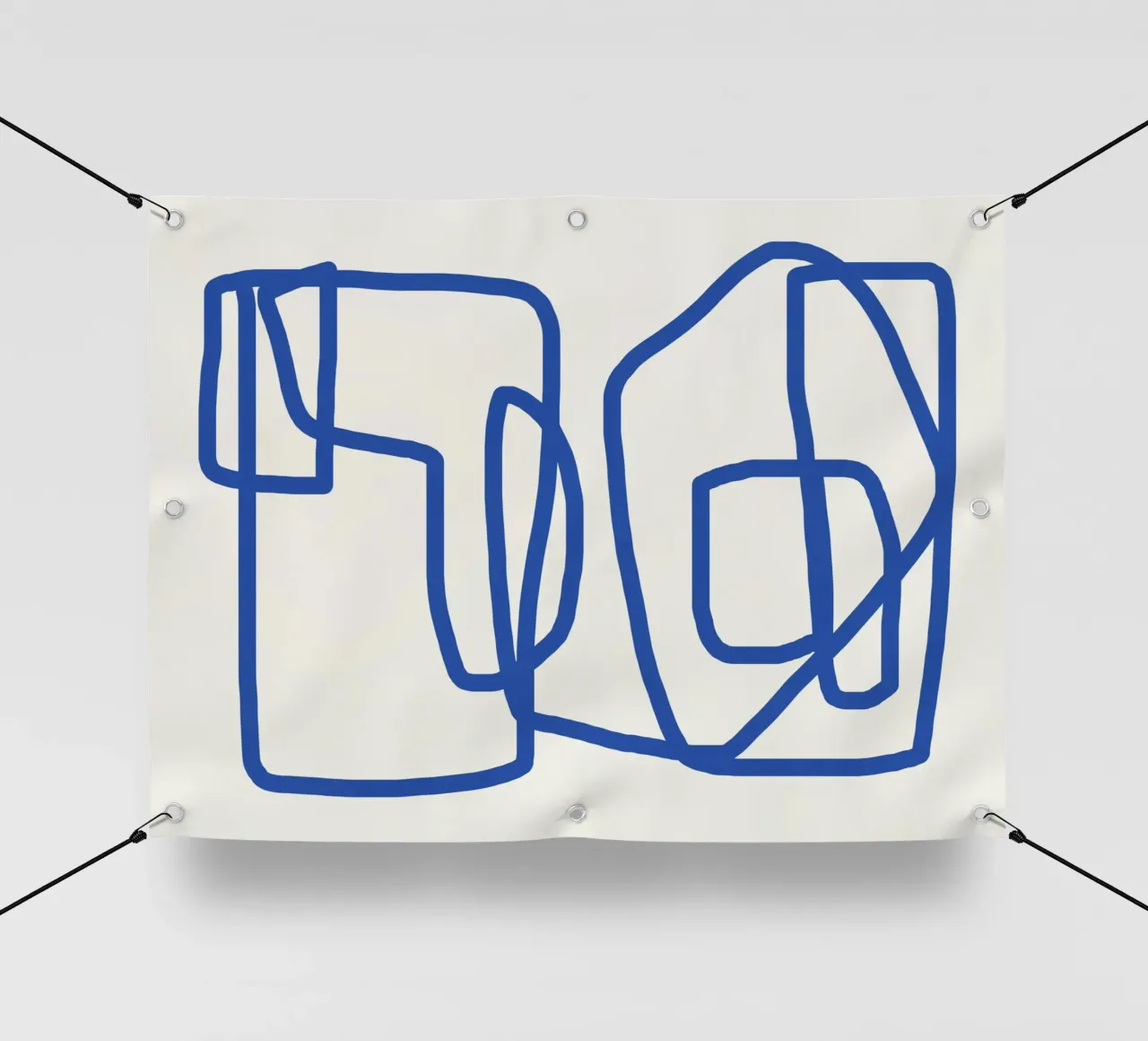 Line art in blu cobalto 02 telo in pvc da Little Dean