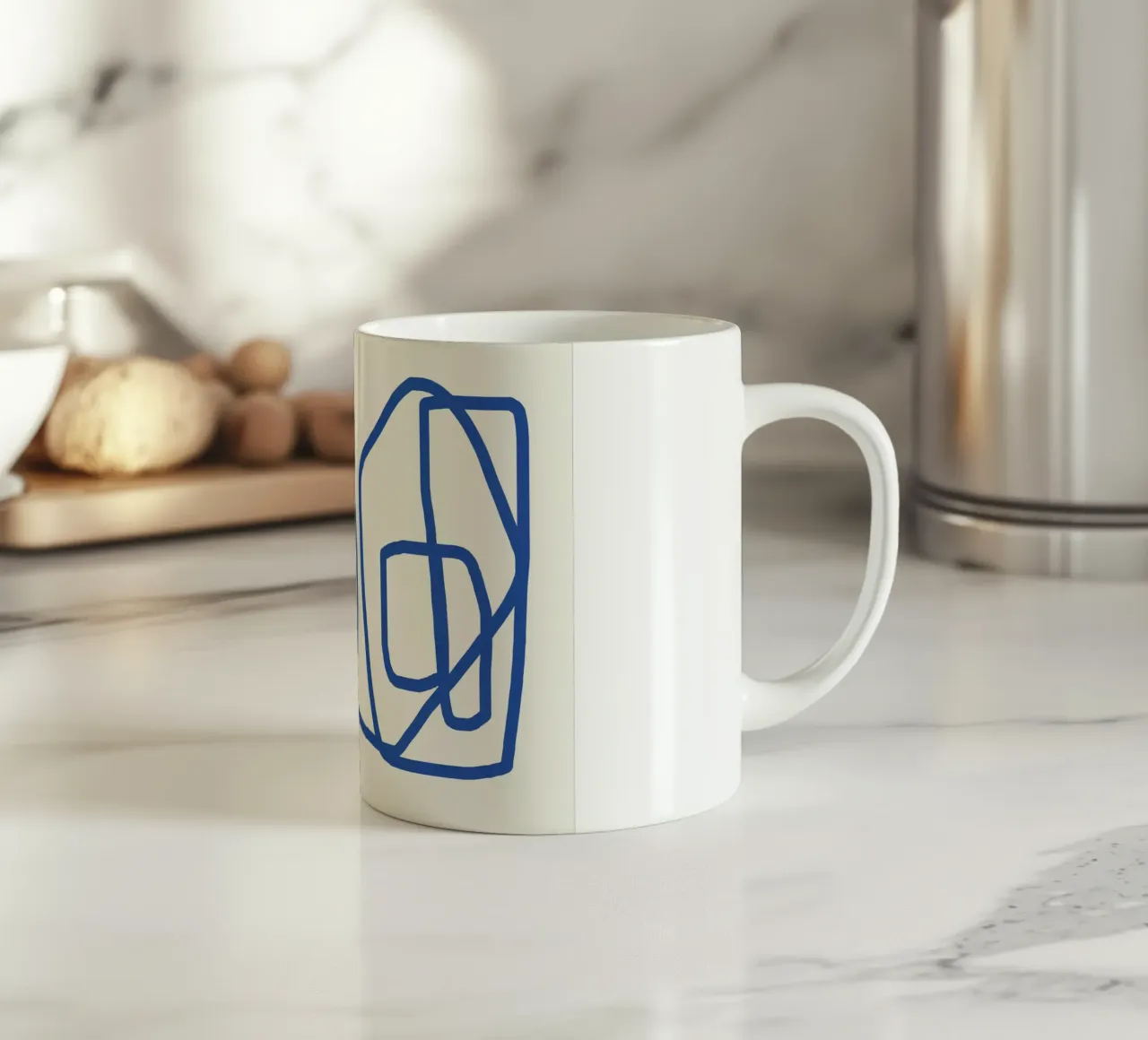 Line art in blu cobalto 02 tazza in ceramica da Little Dean