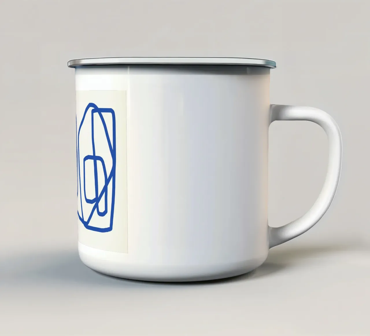 Line art in blu cobalto 02 tazza in smalto da Little Dean