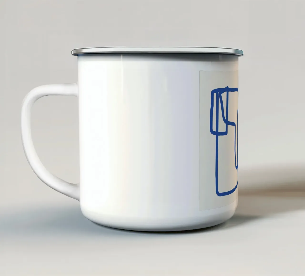 Strichzeichnungen in kobaltblau 02 Emaille Tasse von Little Dean
