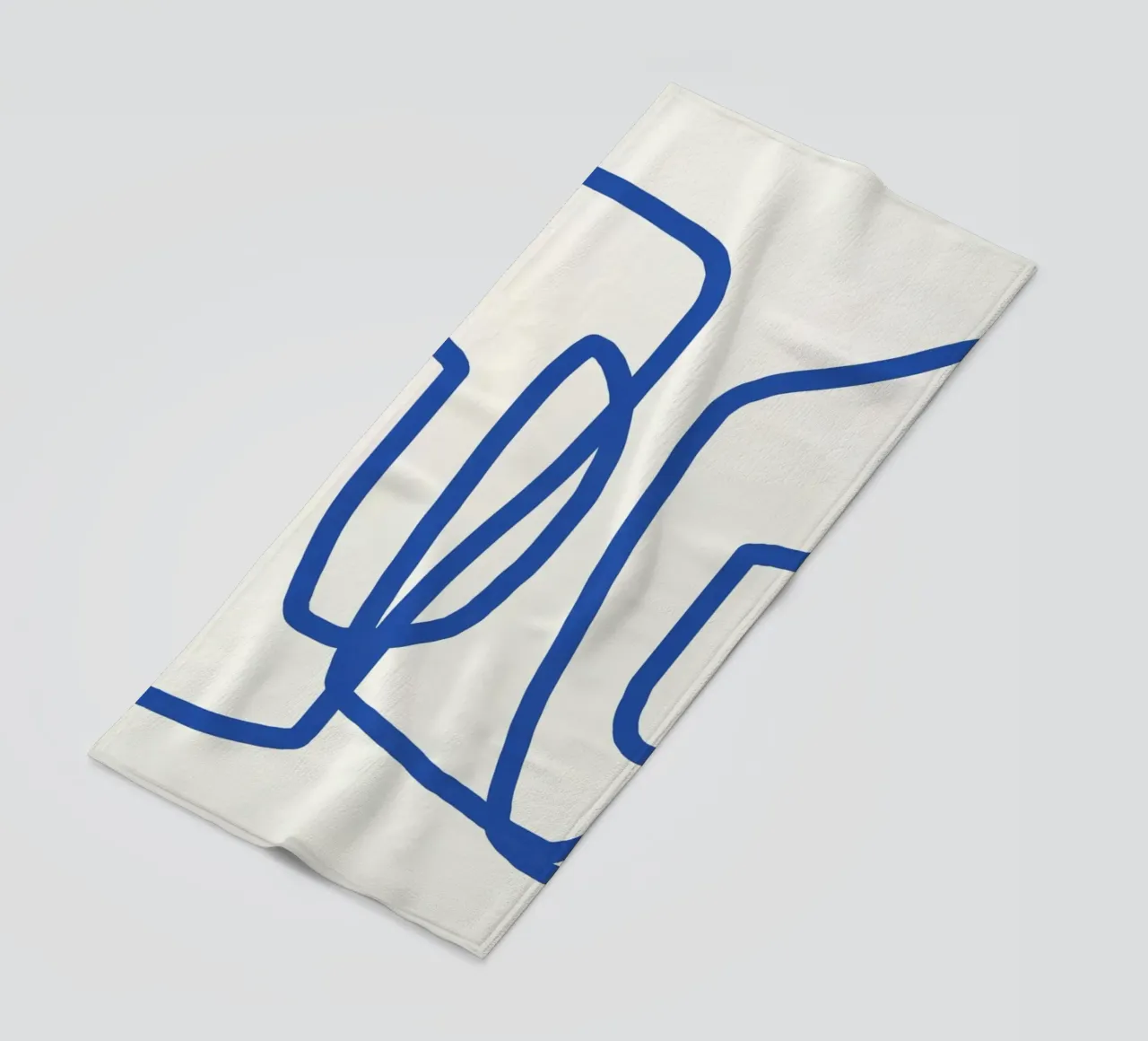 Line art in blu cobalto 02 telo mare da Little Dean