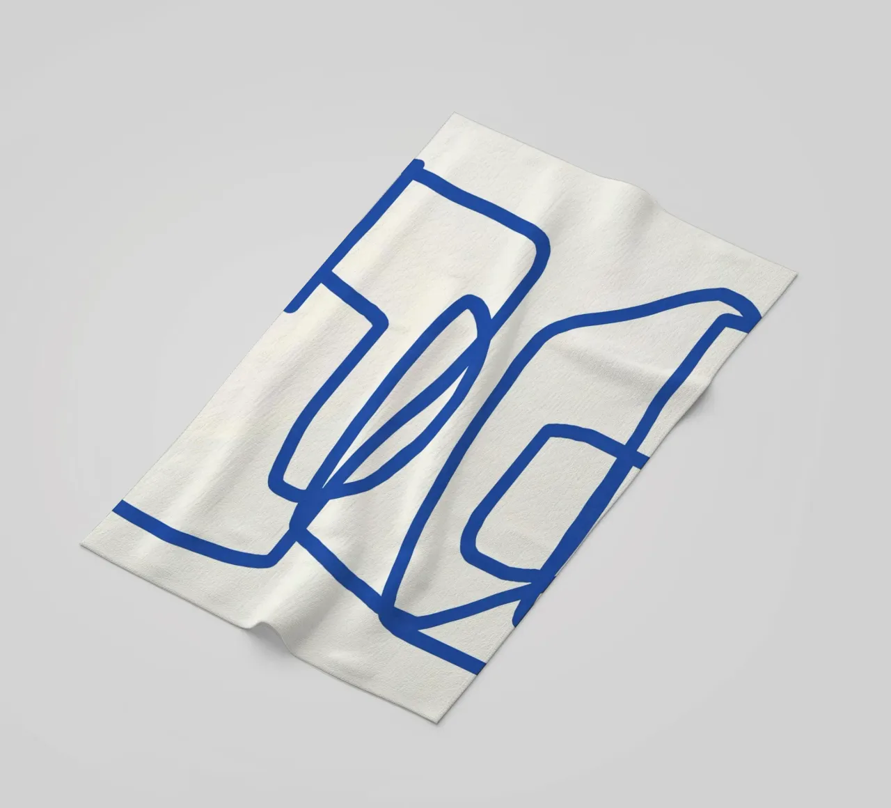 Line art in blu cobalto 02 telo mare da Little Dean