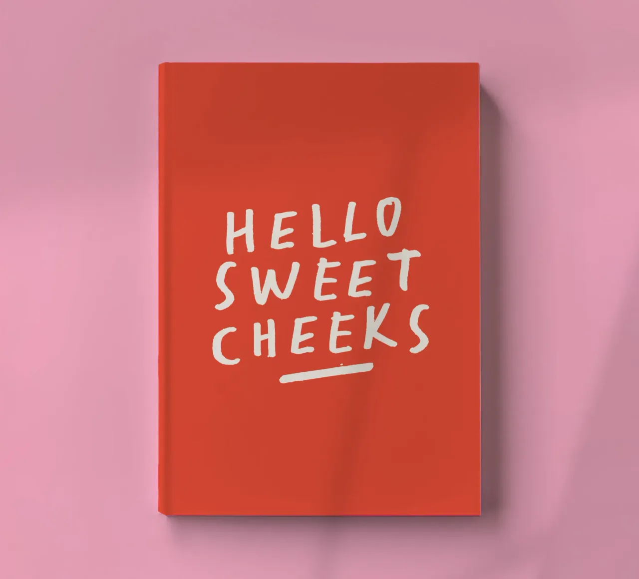 Hello Sweet Cheeks Playful Loving Typography Print in Red notebook by THE MOTIVATED TYPE