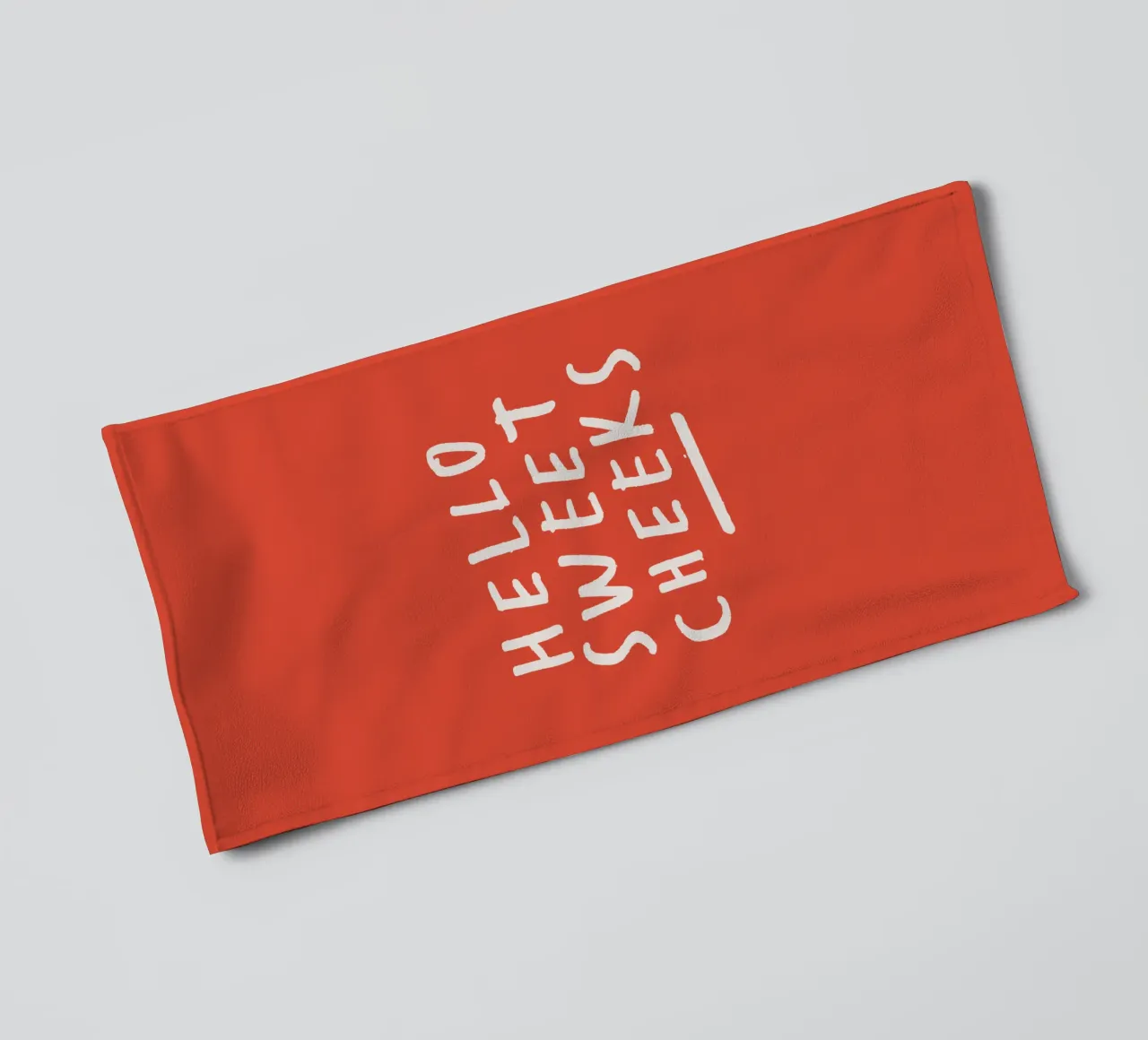 Hello Sweet Cheeks Playful Loving Typography Print in Red towel by THE MOTIVATED TYPE