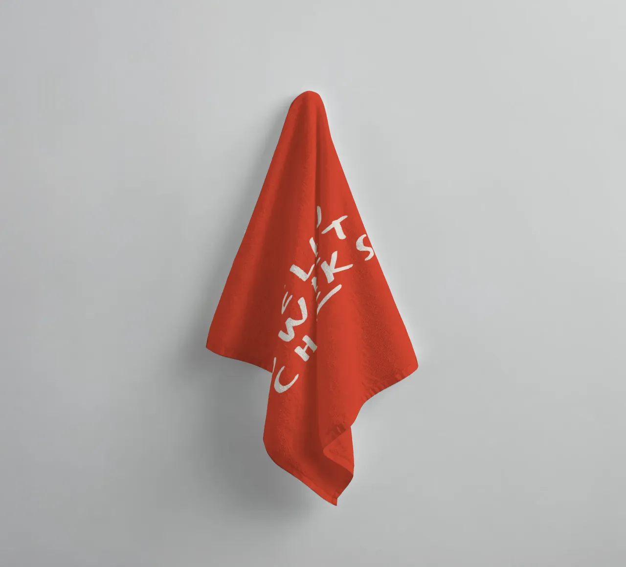 Hello Sweet Cheeks Playful Loving Typography Print in Red towel by THE MOTIVATED TYPE