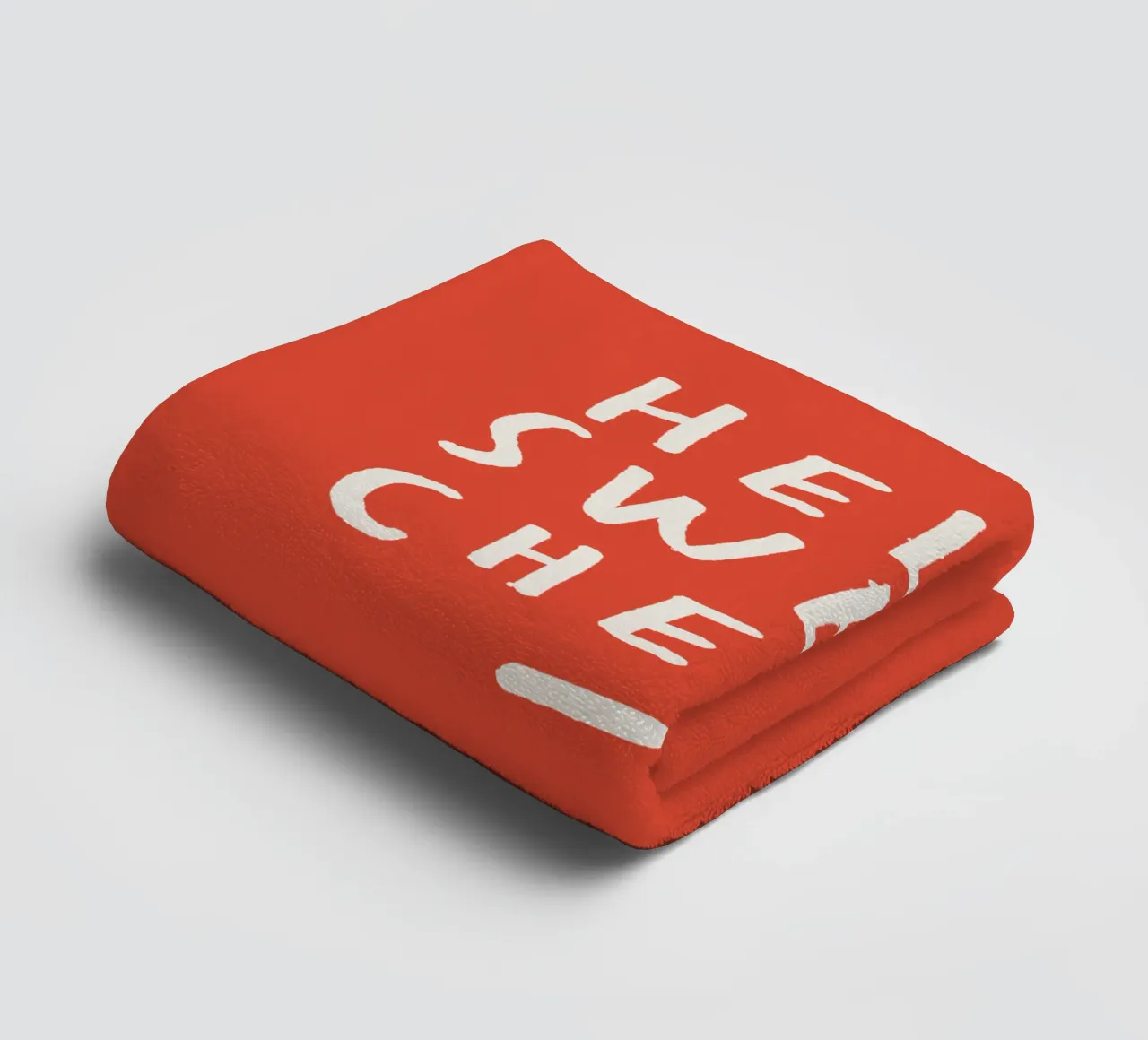 Hello Sweet Cheeks Playful Loving Typography Print in Red towel by THE MOTIVATED TYPE
