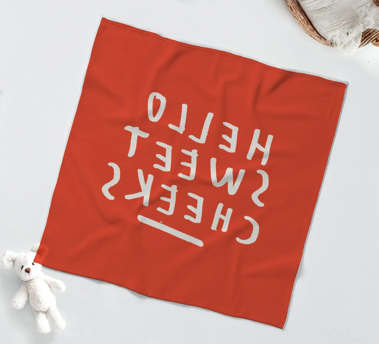 Hello Sweet Cheeks Speelse Liefdevolle Typografie Print in Rood fleecedeken van THE MOTIVATED TYPE