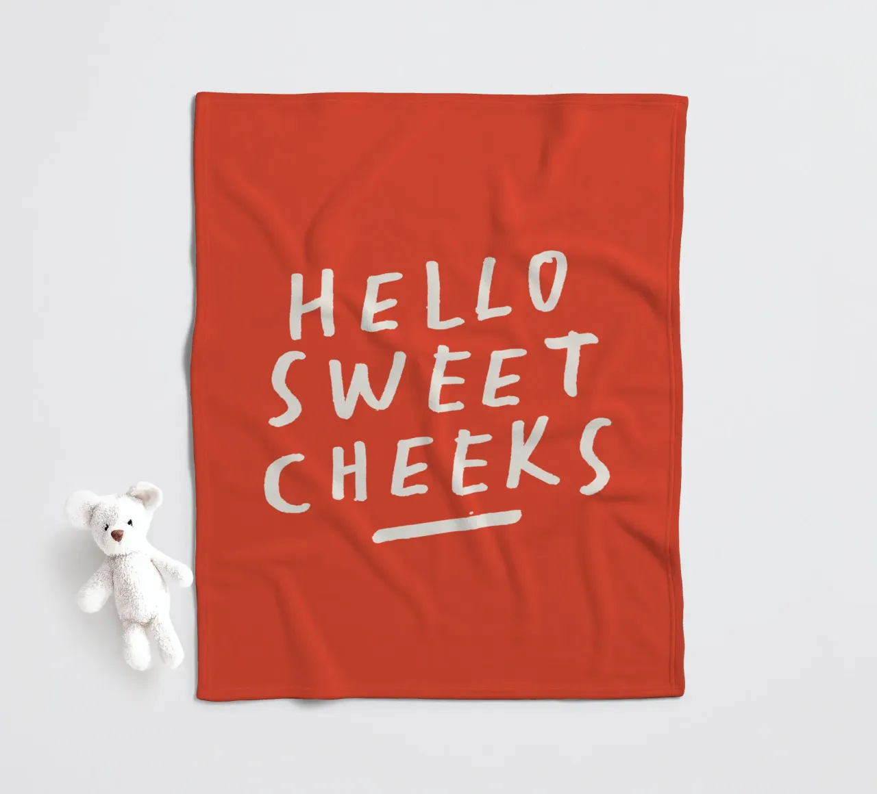 Hello Sweet Cheeks Speelse Liefdevolle Typografie Print in Rood fleecedeken van THE MOTIVATED TYPE