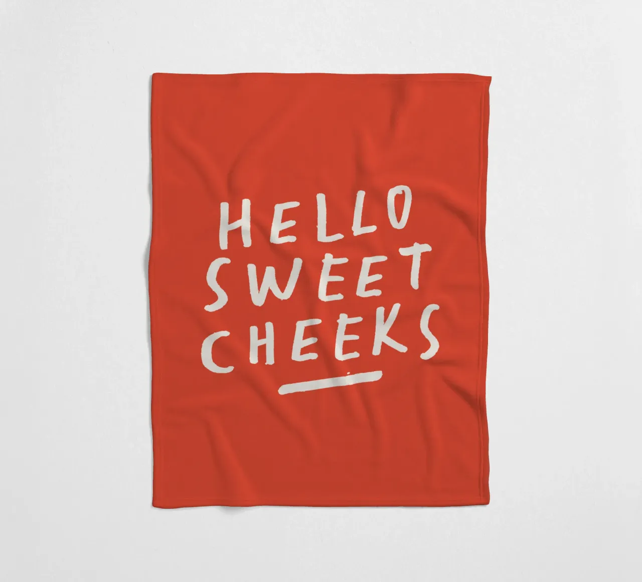 Hello Sweet Cheeks Speelse Liefdevolle Typografie Print in Rood fleecedeken van THE MOTIVATED TYPE