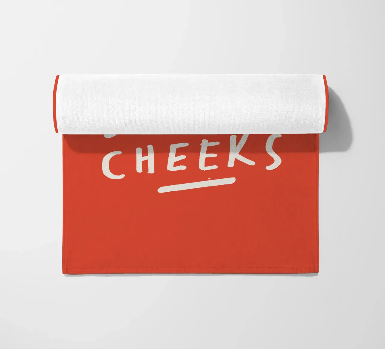 Hello Sweet Cheeks Playful Loving Typography Print in Red beach towel by THE MOTIVATED TYPE