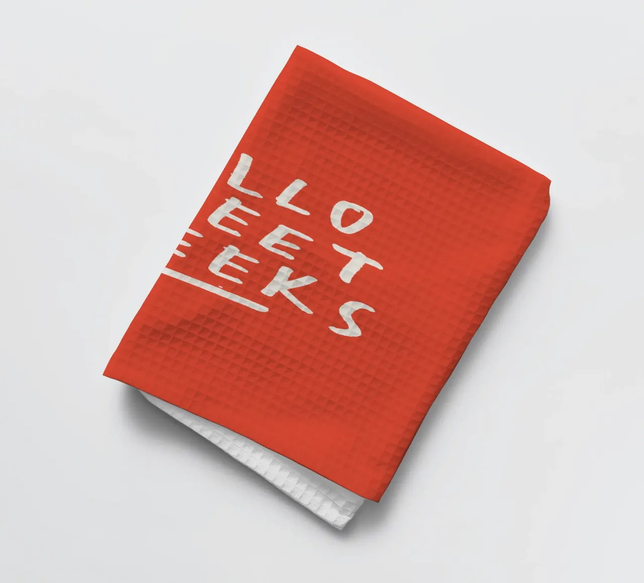 Imprimé typographique Hello Sweet Cheeks Playful Loving en rouge torchon de THE MOTIVATED TYPE