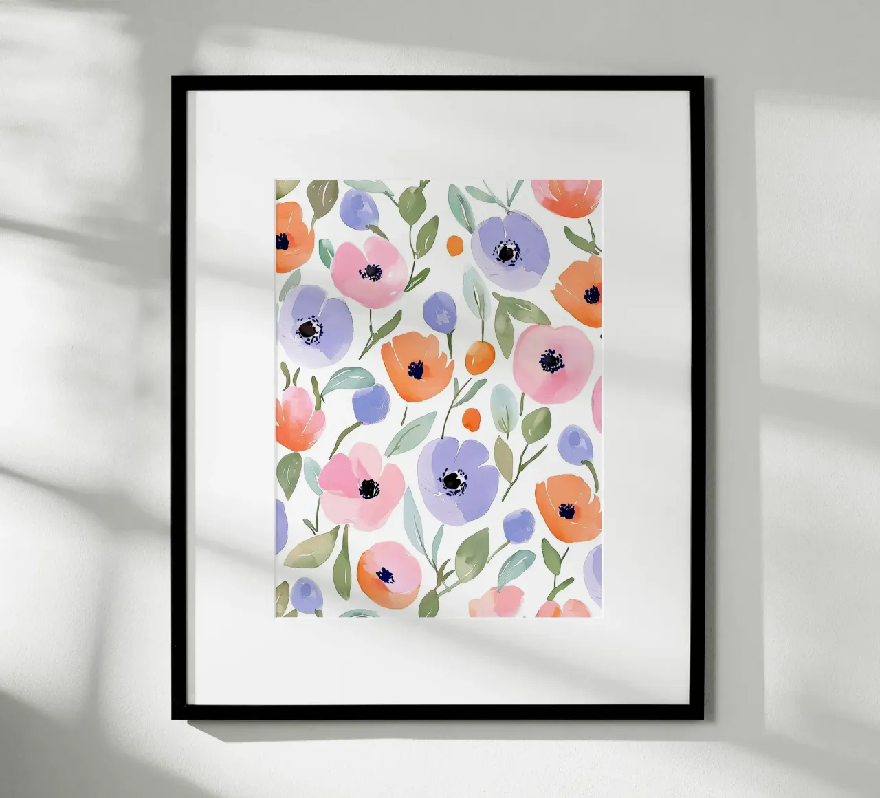 Papaveri pastello Vintage Botanico Spirituale Fiori astratti poster con telaio in legno da Gentle Echoes Art