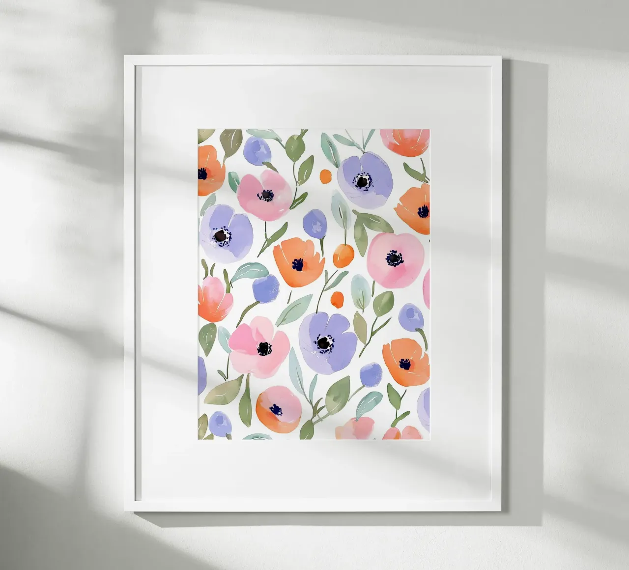 Papaveri pastello Vintage Botanico Spirituale Fiori astratti poster con telaio in legno da Gentle Echoes Art