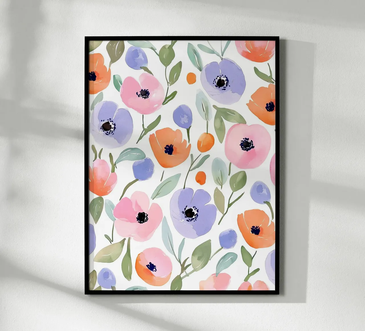 Papaveri pastello Vintage Botanico Spirituale Fiori astratti poster con telaio in legno da Gentle Echoes Art