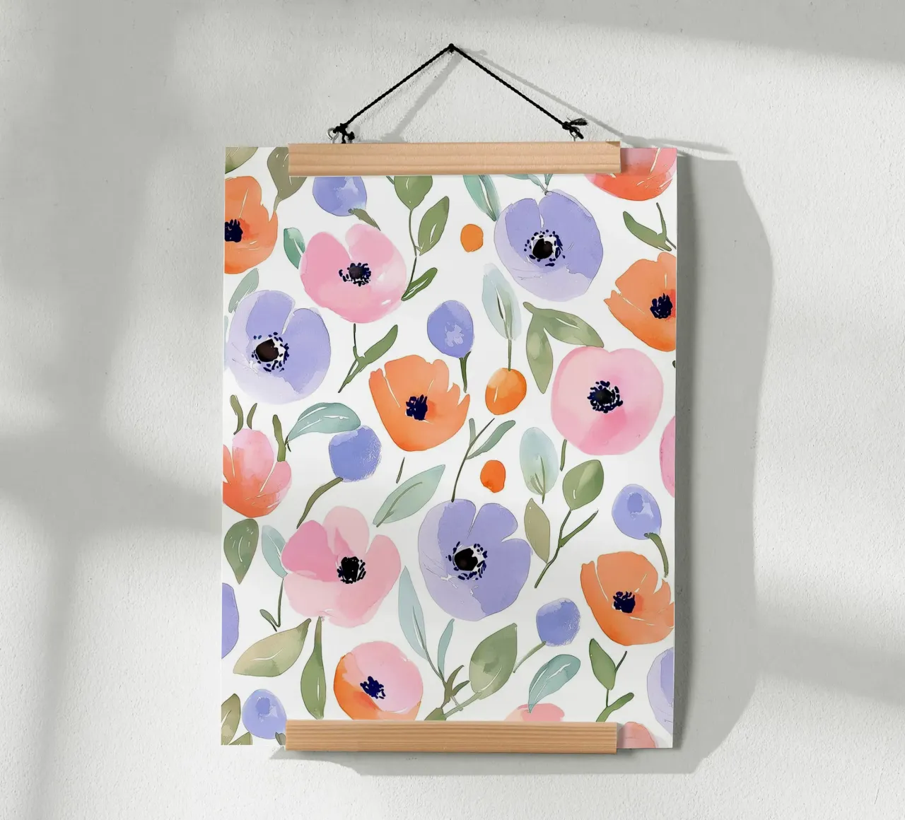 Papaveri pastello Vintage Botanico Spirituale Fiori astratti poster con telaio in legno da Gentle Echoes Art