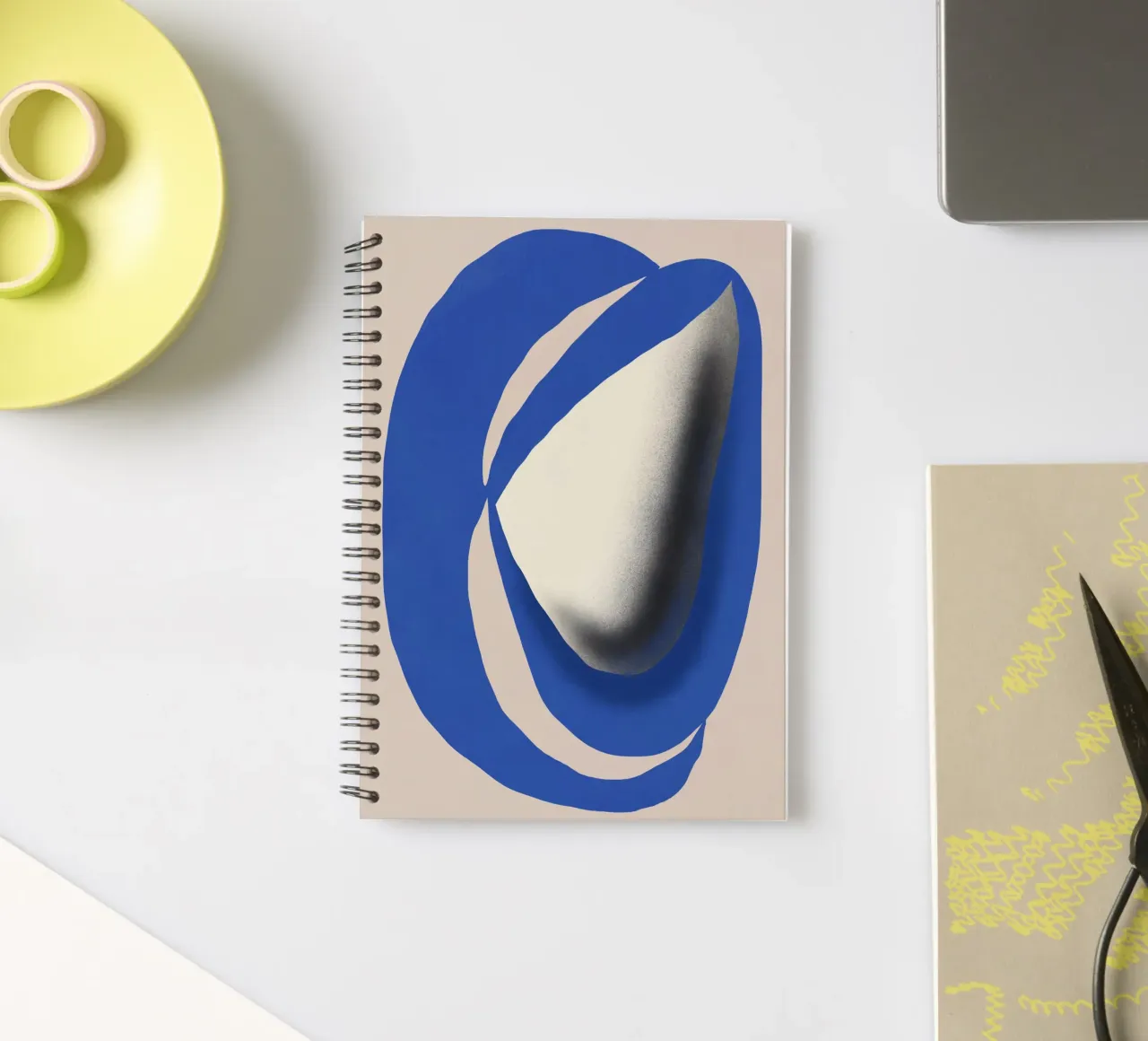 Liquid cobalt blue abstraction spiral notebook by Little Dean