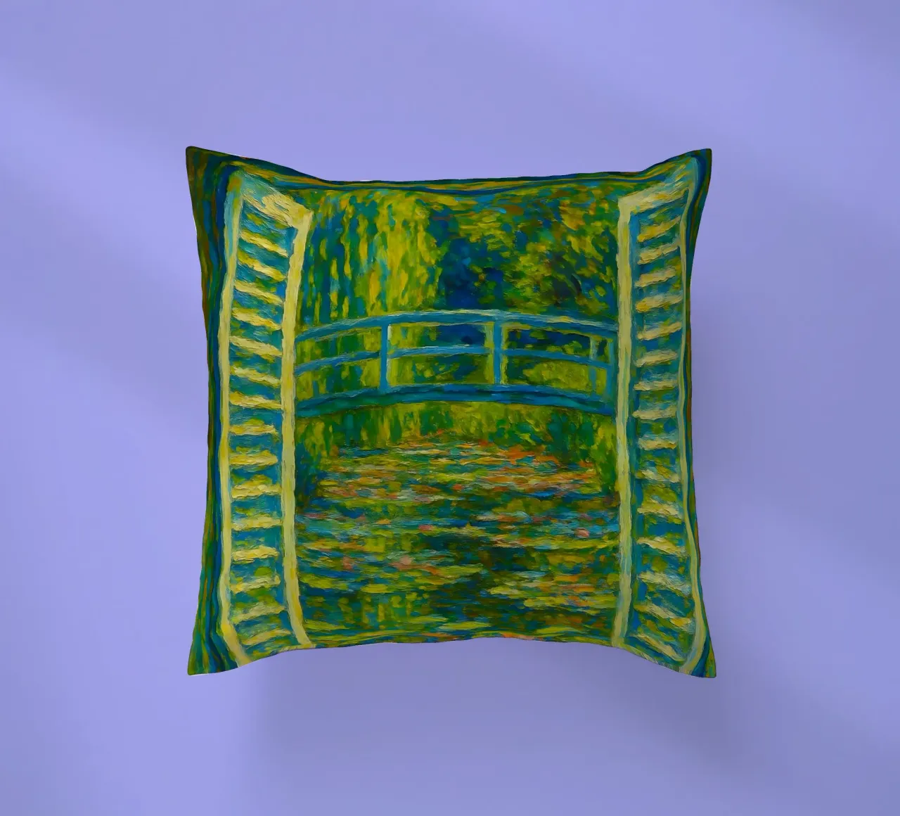 Stagno di ninfee in stile Monet cuscino da ARTOMATIC