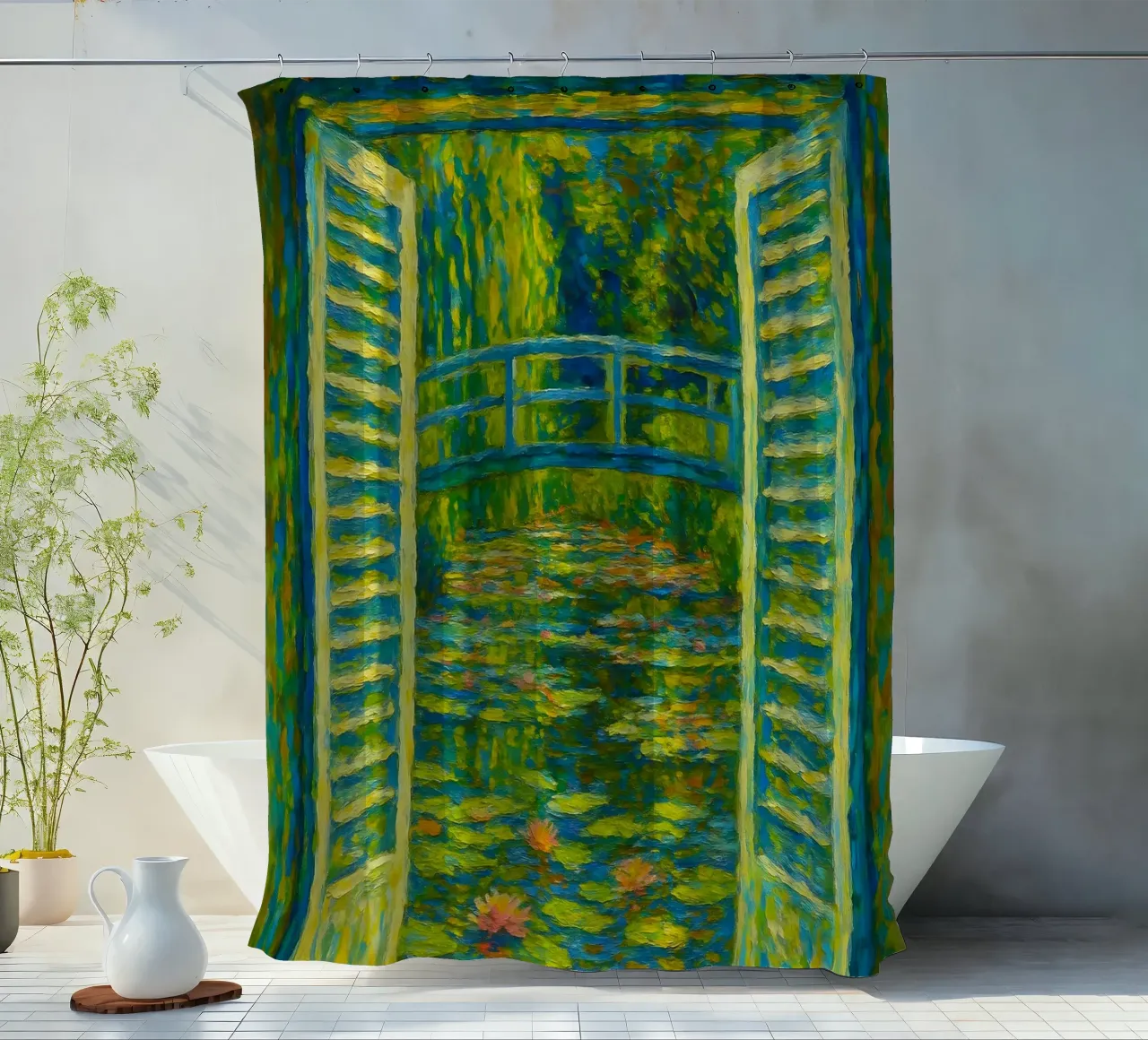 Stagno di ninfee in stile Monet tenda da doccia da ARTOMATIC