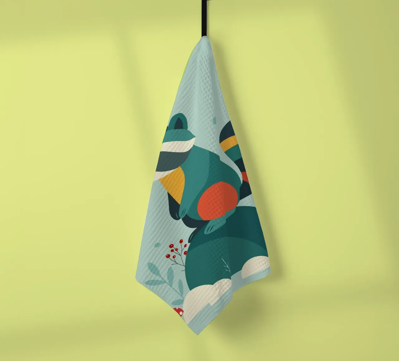 Procione e farfalla - simpatico disegno di animali della foresta canovaccio da cucina da namosh