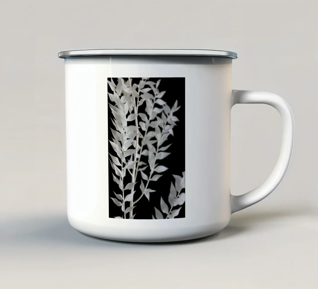 Minimal Black & White Branch Emaille Tasse von Studio Nahili
