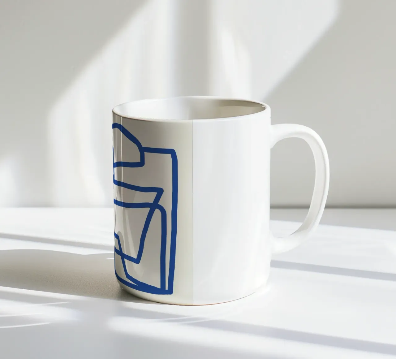 Line art in blu cobalto tazza in ceramica da Little Dean