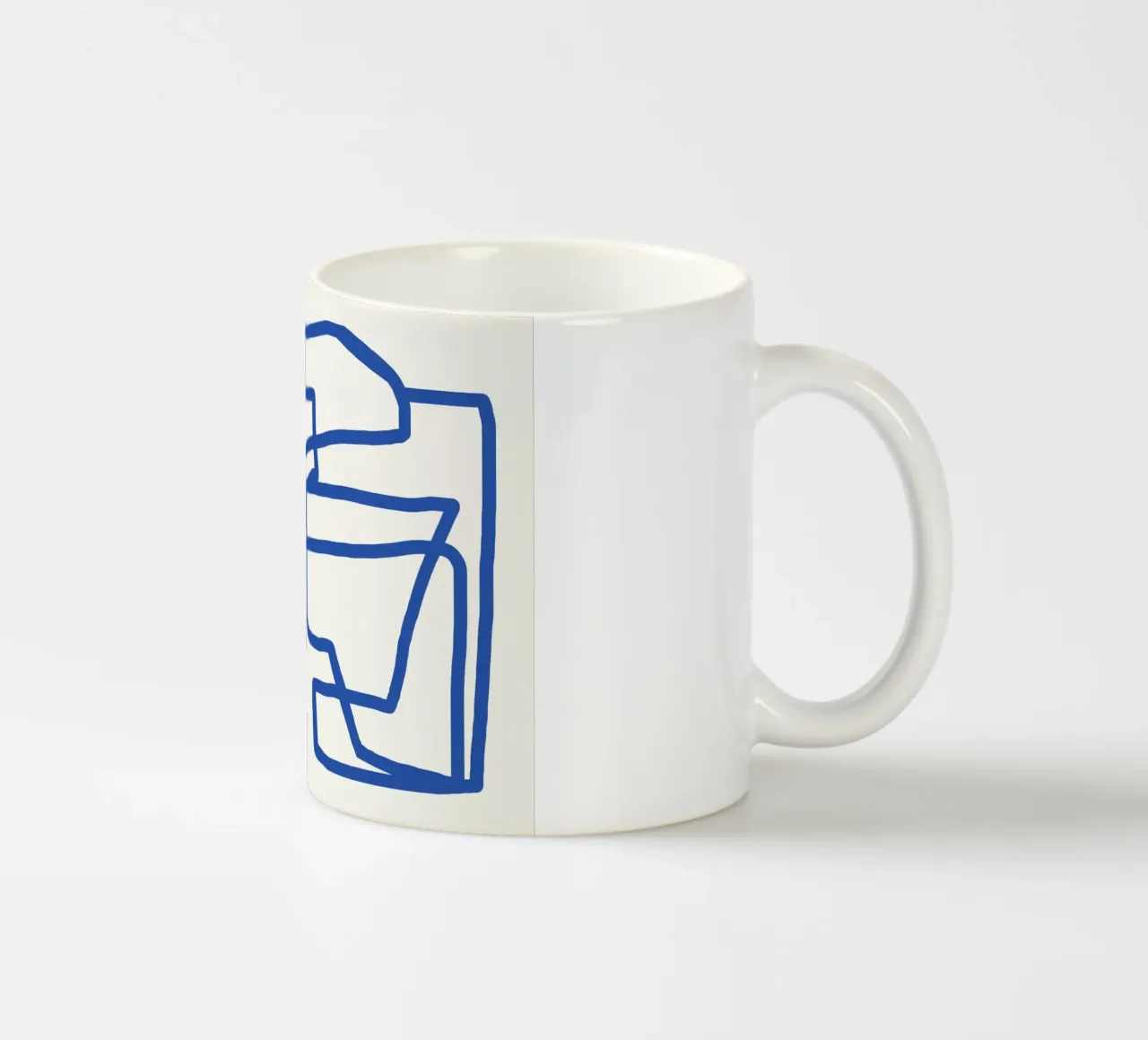 Line art in blu cobalto tazza in ceramica da Little Dean