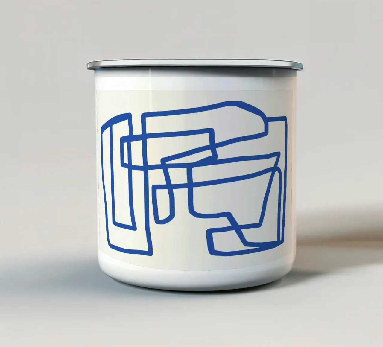 Line art in blu cobalto tazza in smalto da Little Dean