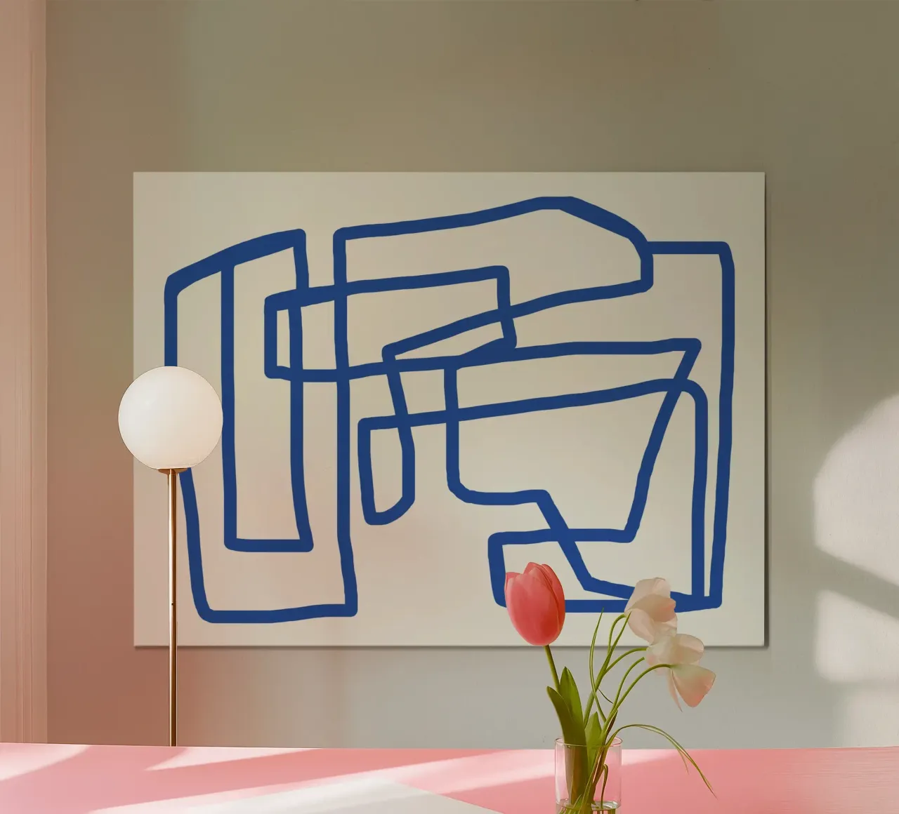 Line art in blu cobalto poster da Little Dean