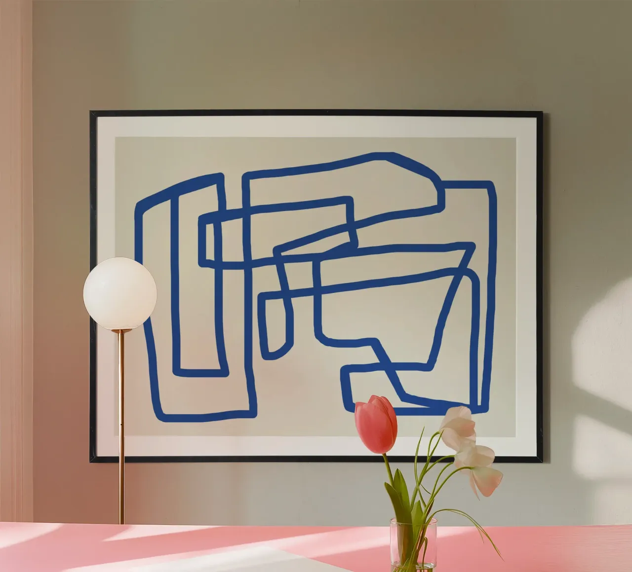 Line art in blu cobalto poster da Little Dean