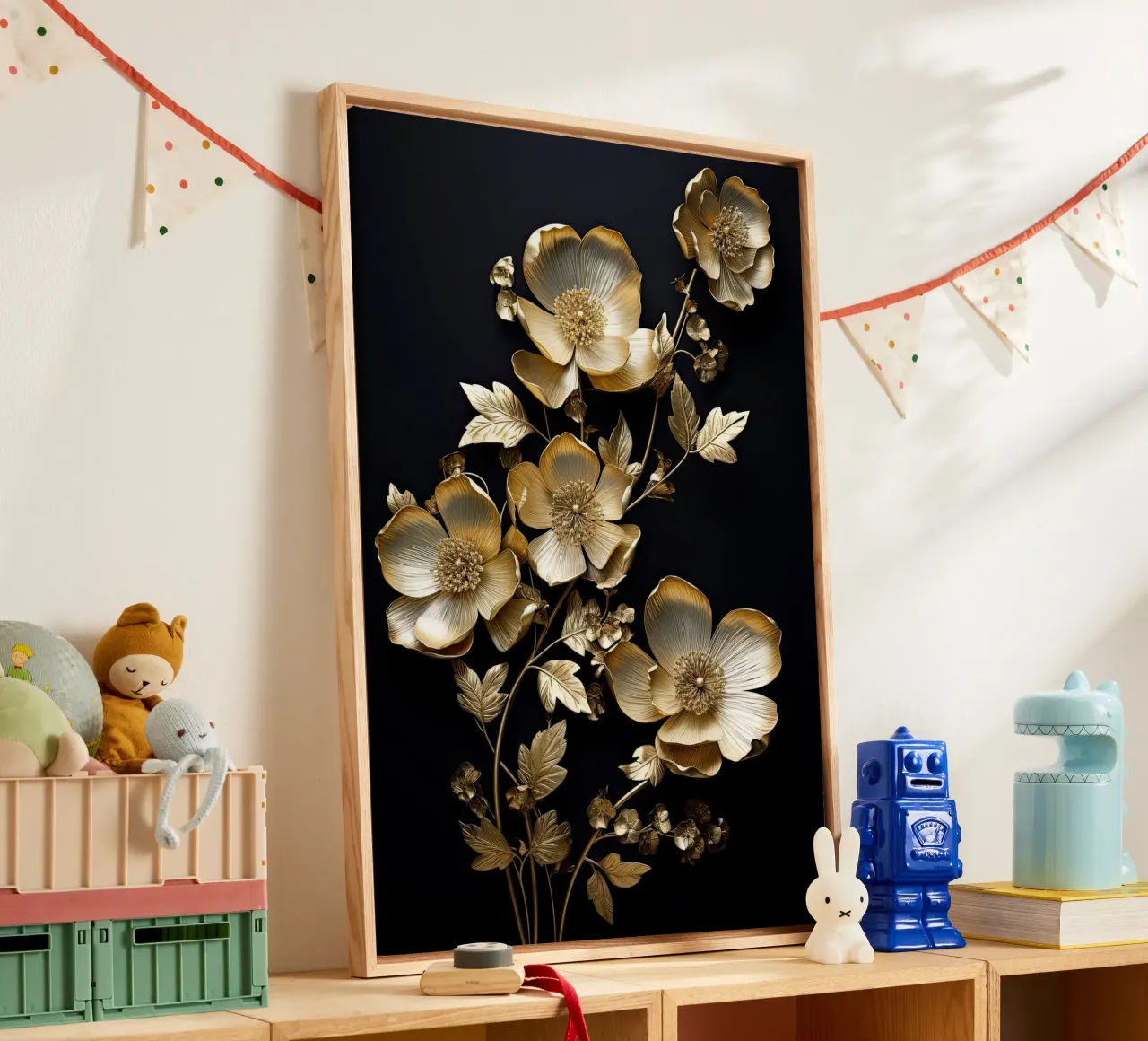 Fiori d'oro tela con Cornice a cassetta da Imagine