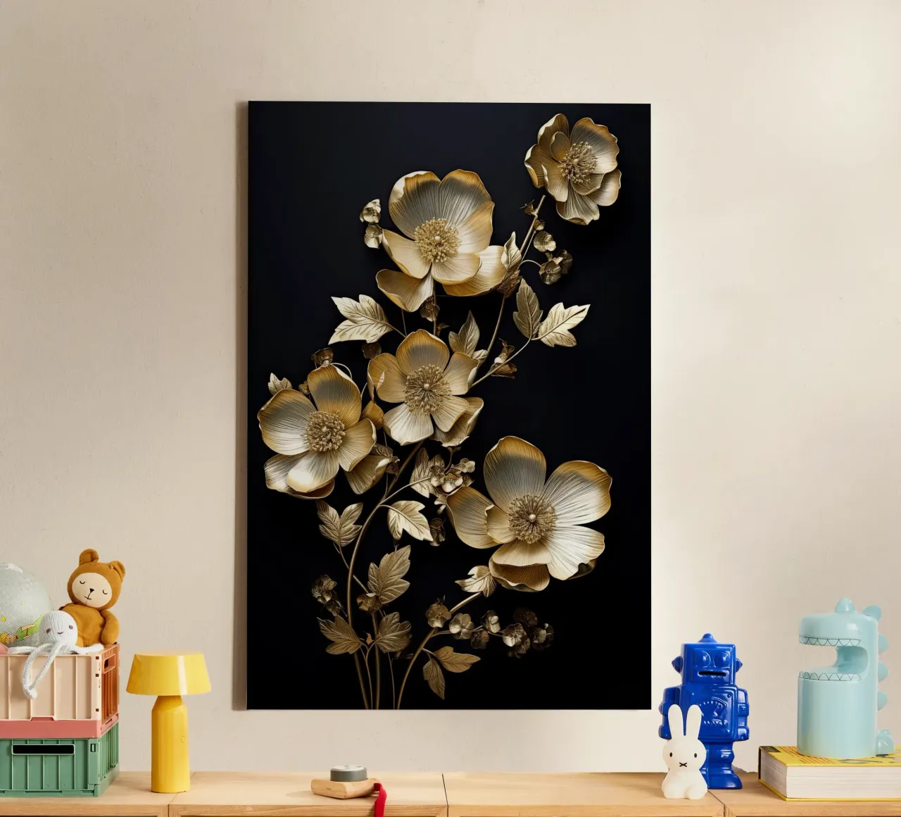 Fiori d'oro tela con Cornice a cassetta da Imagine