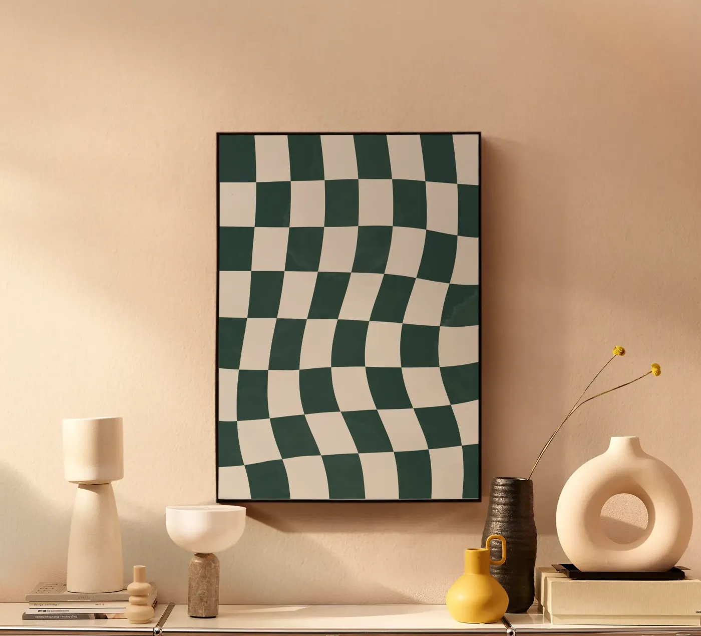 Damier vert et beige plexiglass da Sixmai