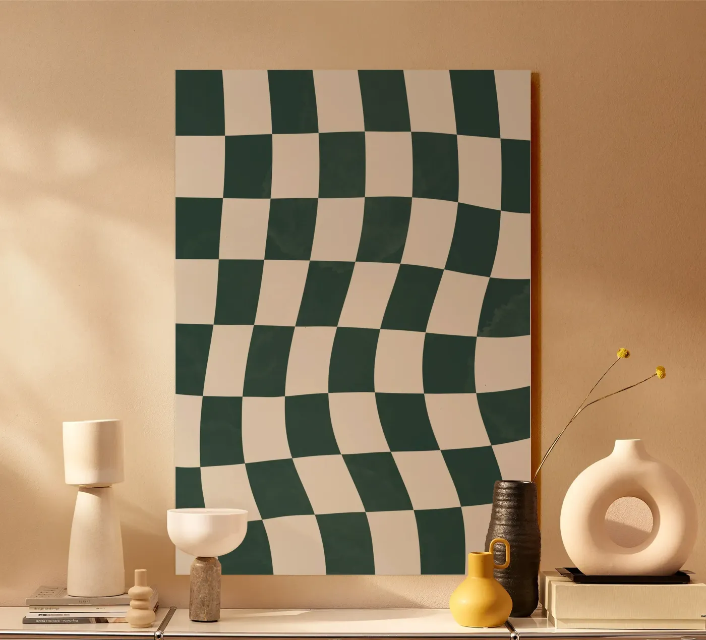 Damier vert et beige plexiglass da Sixmai