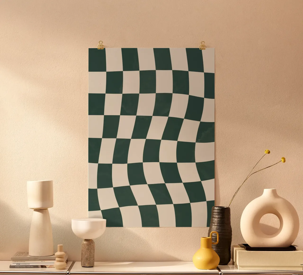 Damier vert et beige carta hahnemühle da Sixmai