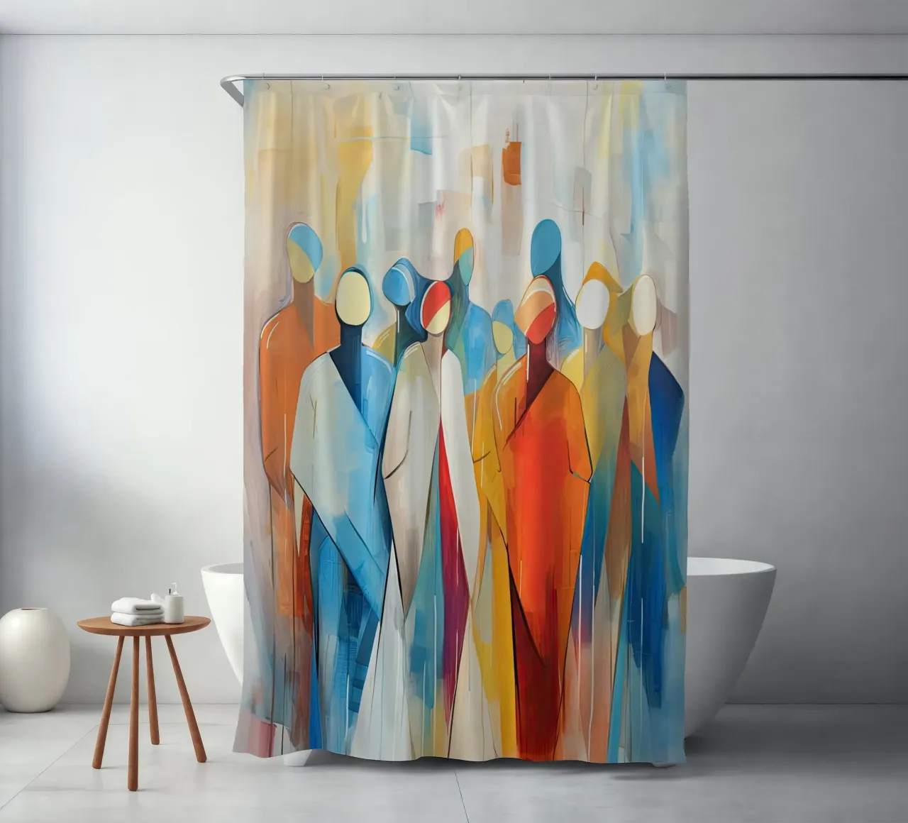 Abstract people shower curtain by Imagine