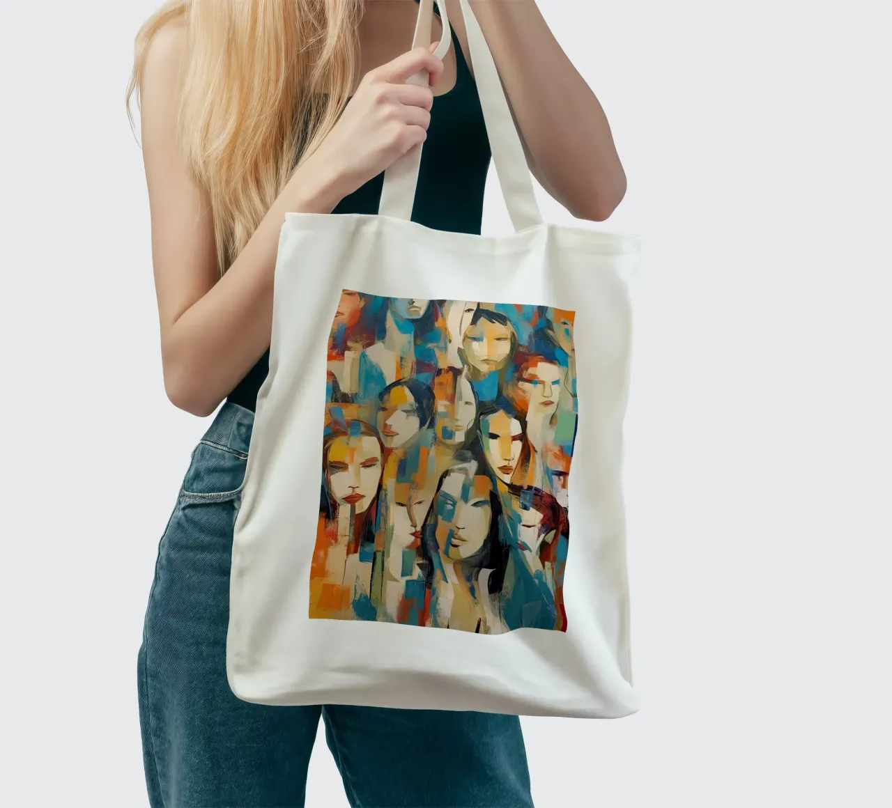 Volti astratti borsa in juta da Imagine