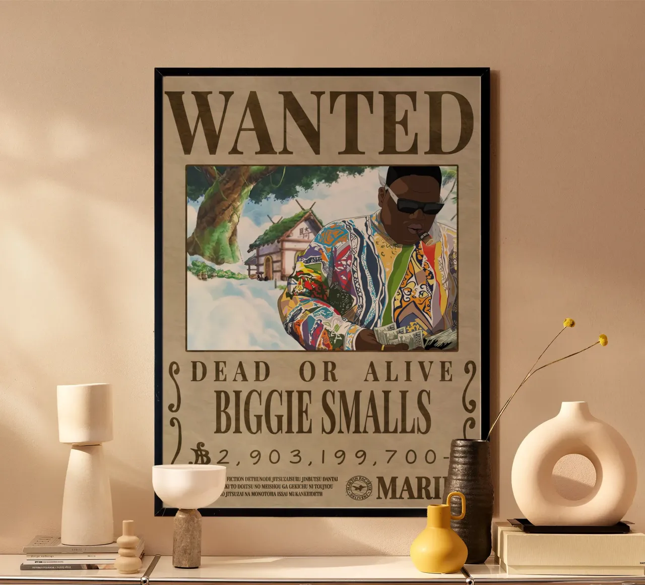 ricercato biggie smalls poster con telaio in legno da Collins Shop