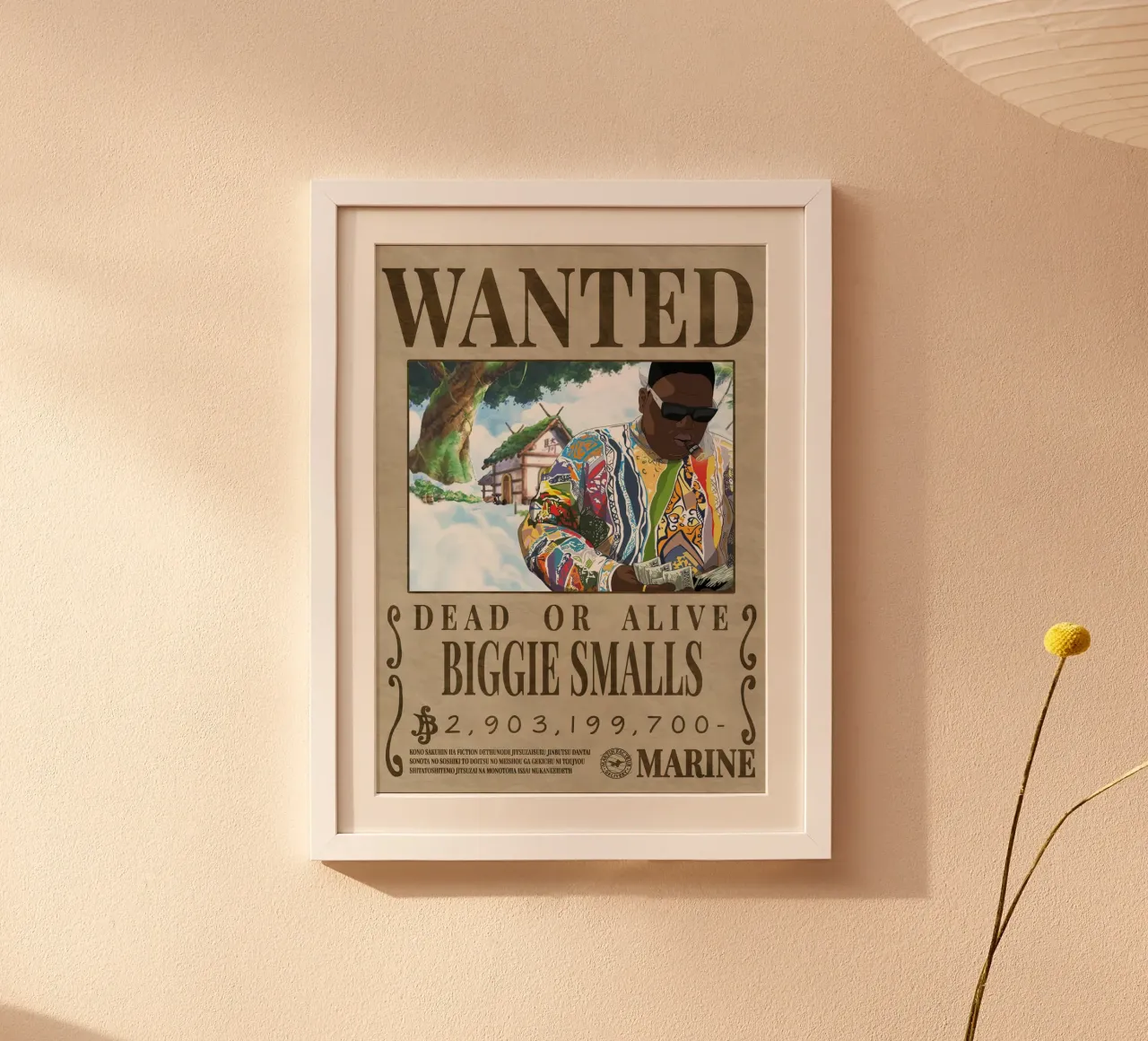 ricercato biggie smalls poster con telaio in legno da Collins Shop