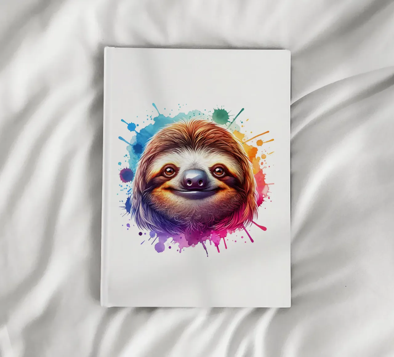 Sloth face with watercolour design notebook by SlothStella